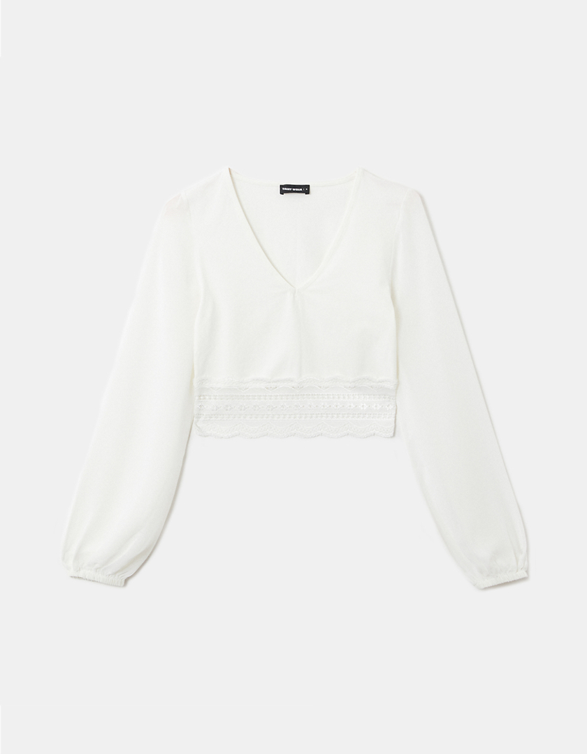 TALLY WEiJL, White Cropped Blouse for Women