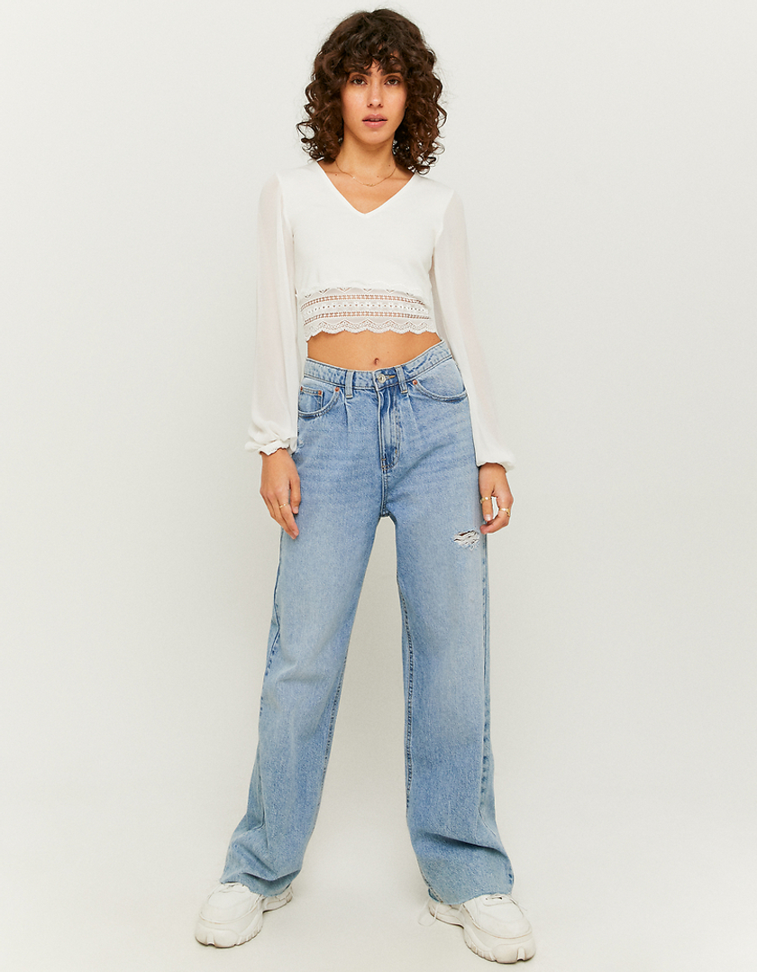 TALLY WEiJL, White Cropped Blouse for Women