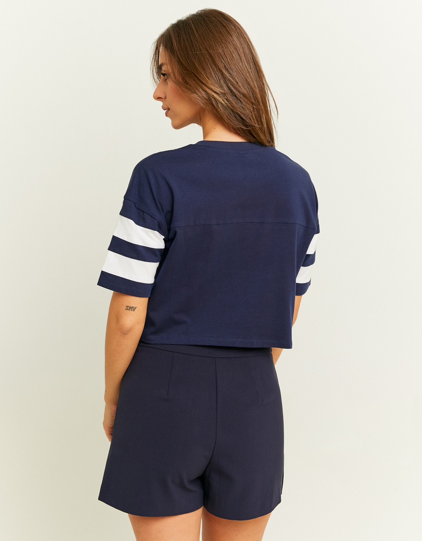 TALLY WEiJL, Blue Cropped Varsity T-Shirt for Women