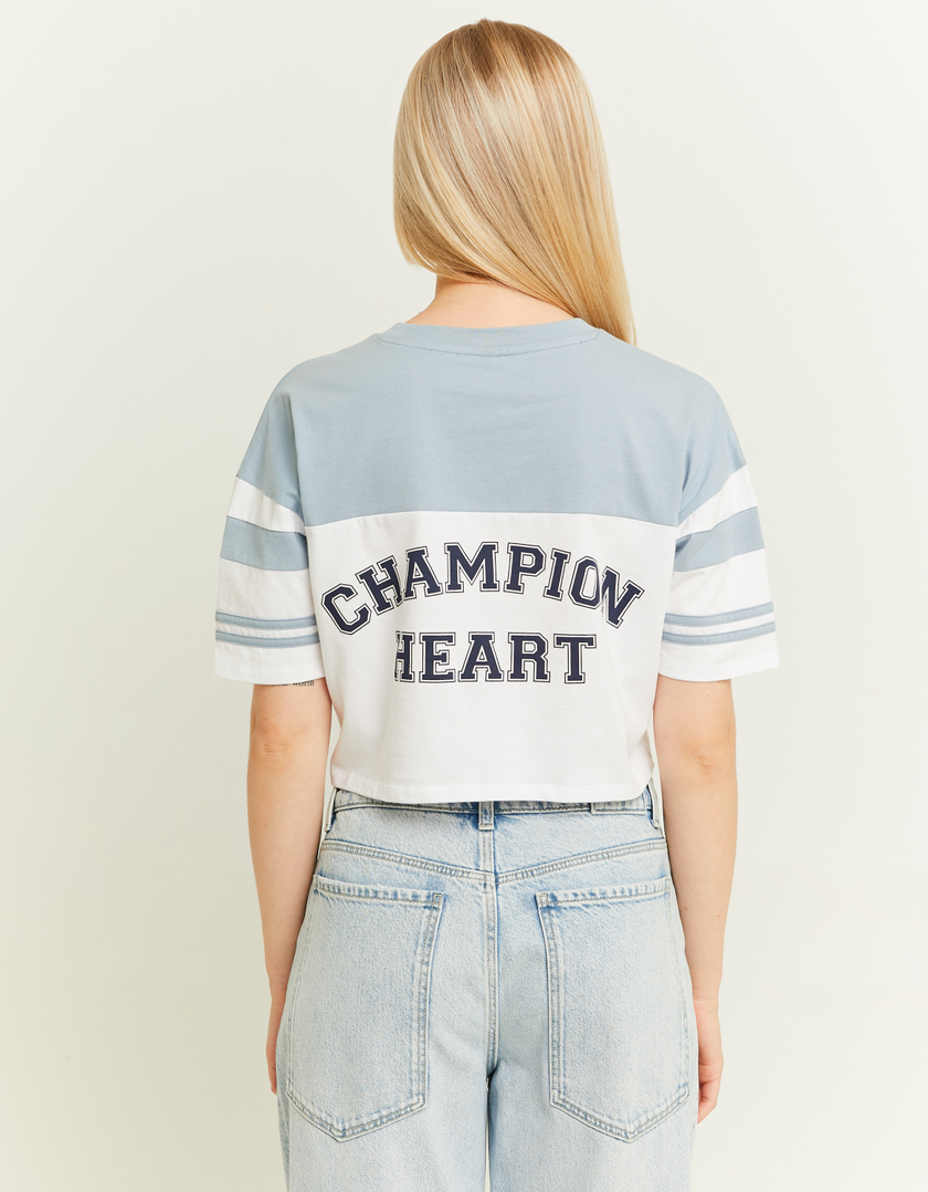 TALLY WEiJL, White Cropped Varsity T-Shirt for Women