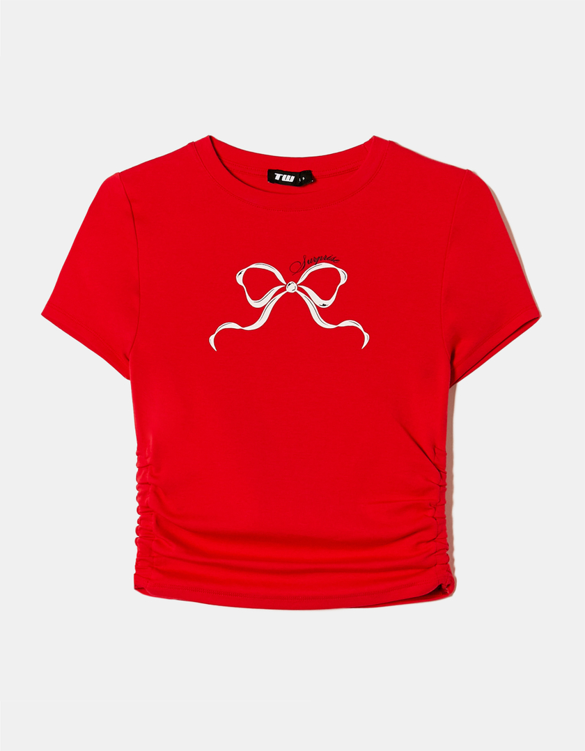 TALLY WEiJL, T-Shirt Court Rouge Imprimé for Women