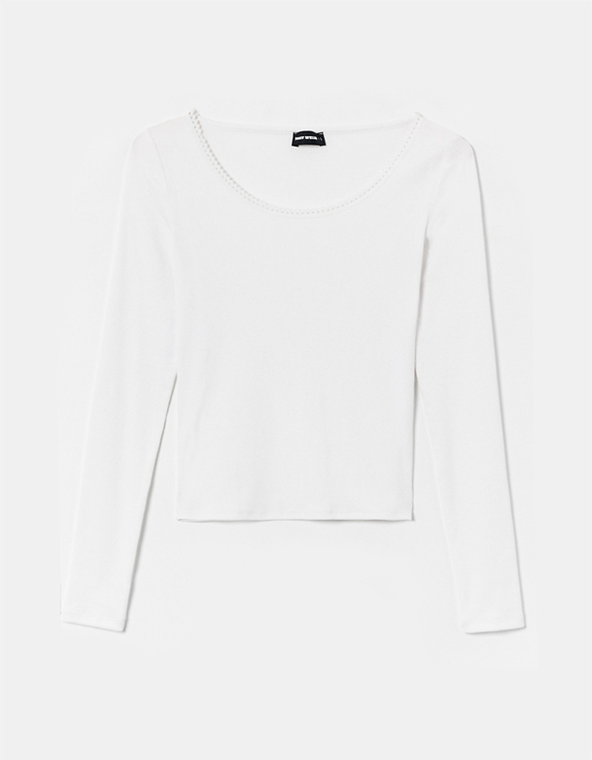 TALLY WEiJL, Top Blanc Encolure avec Dentelle for Women