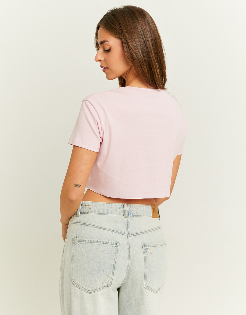 TALLY WEiJL, Pink Cropped T-Shirt with Embroidery for Women