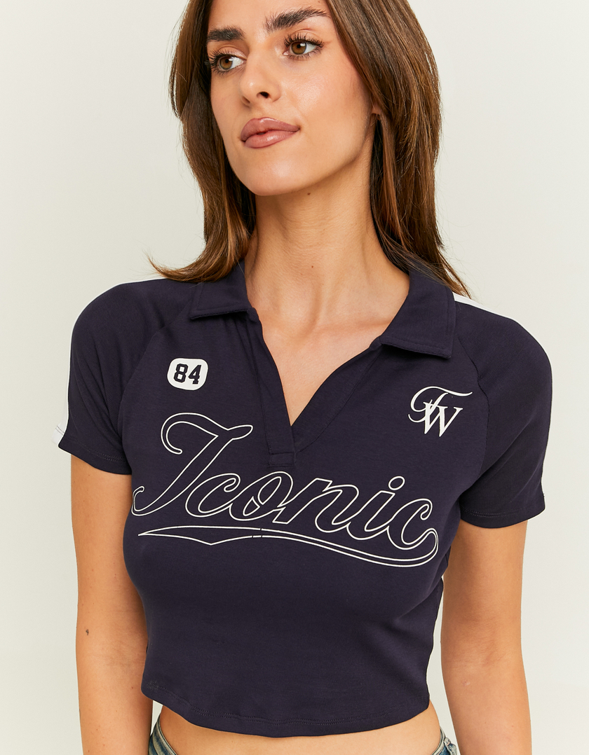 TALLY WEiJL, Dunkelblaues bedrucktes Polo for Women