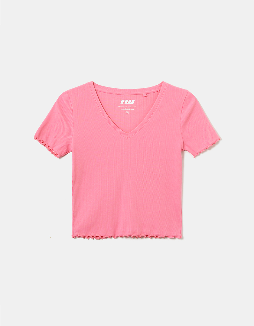 TALLY WEiJL, Ροζ Cropped Basic T-shirt for Women