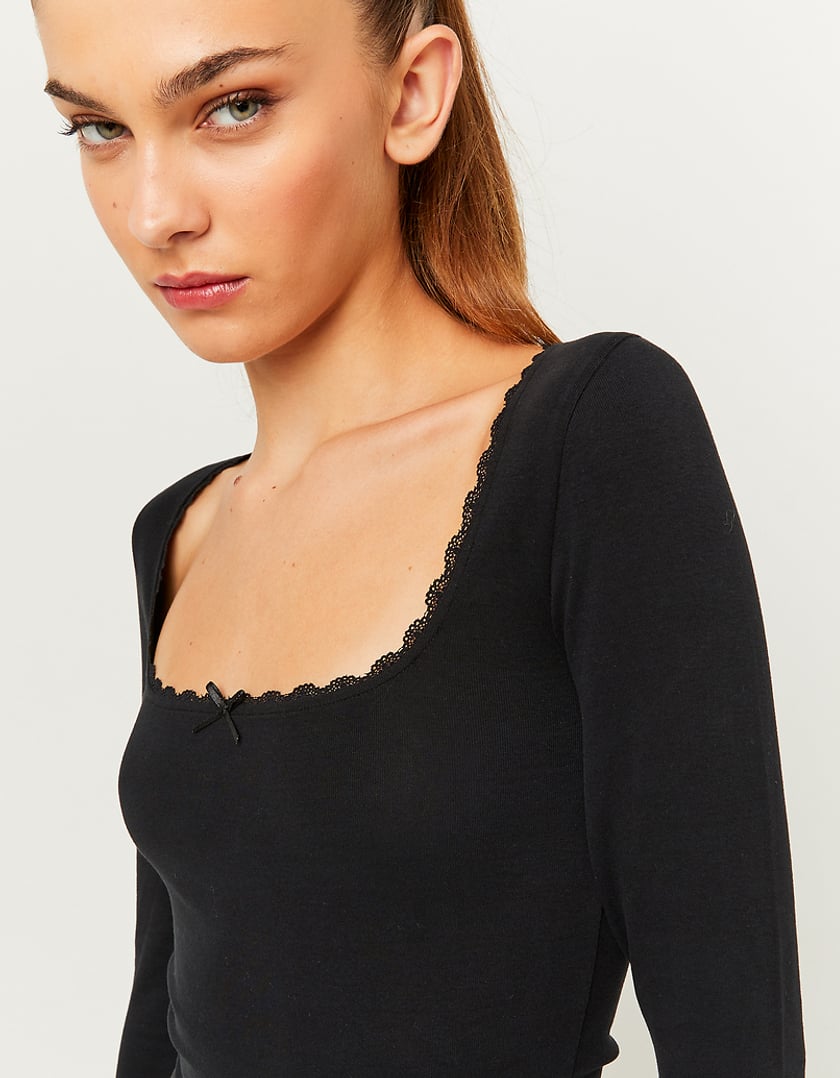 TALLY WEiJL, T-Shirt basique en maille noir for Women