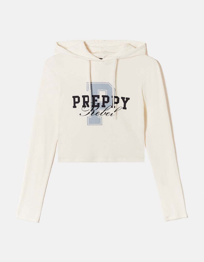 TALLY WEiJL, White Hooded Printed Top for Women