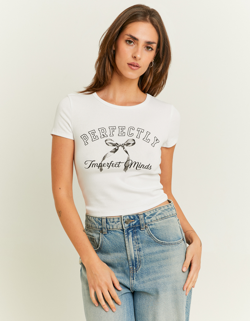 TALLY WEiJL, White Printed T-Shirt for Women