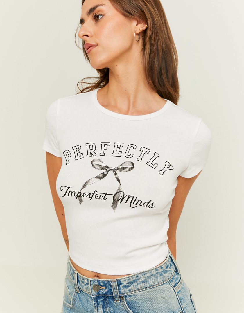 TALLY WEiJL, White Printed T-Shirt for Women