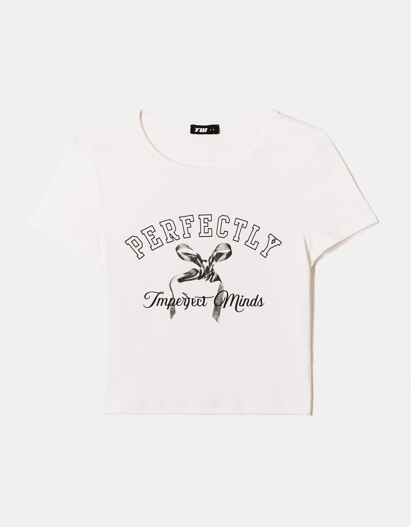 TALLY WEiJL, White Printed T-Shirt for Women