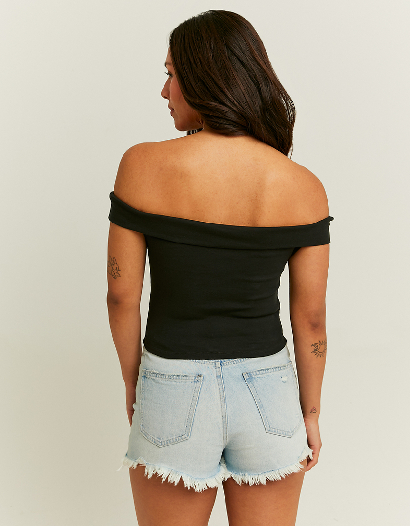 TALLY WEiJL, Off Shoulder Black Basic Tank Top for Women