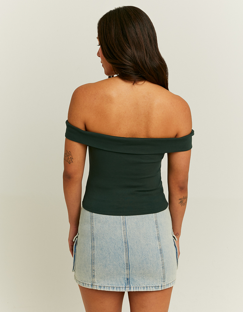 TALLY WEiJL, Off Shoulder Green Basic Tank Top for Women