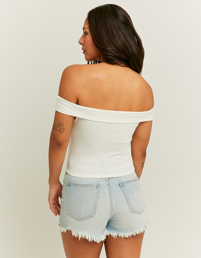 TALLY WEiJL, Off Shoulder White Basic Tank Top for Women