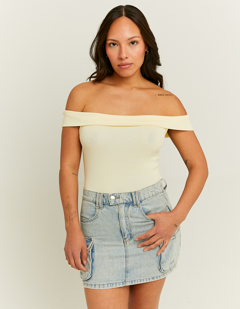 TALLY WEiJL, Off Shoulder Yellow Basic Tank Top for Women