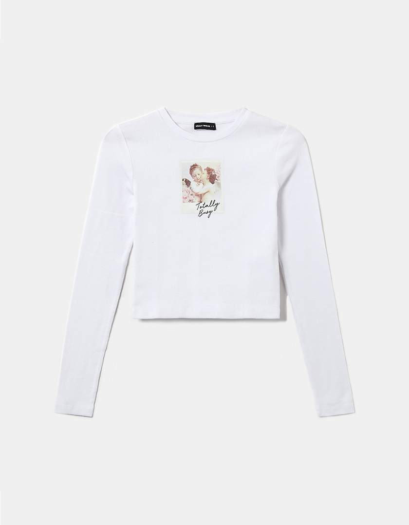 TALLY WEiJL, White Long Sleeves T-Shirt for Women