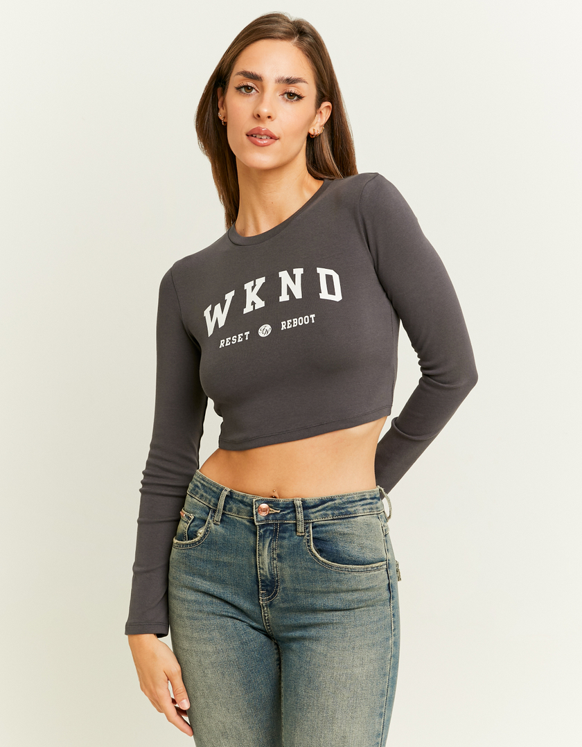 TALLY WEiJL, Weisses Cropped Printed T-Shirt for Women for Women