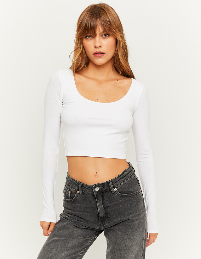 TALLY WEiJL, Λευκό Cropped Basic T-Shirt for Women