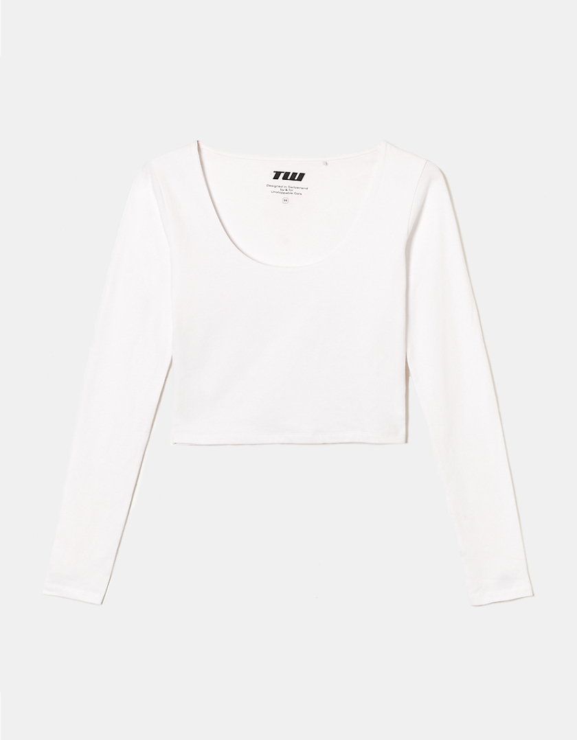 TALLY WEiJL, Λευκό Cropped Basic T-Shirt for Women