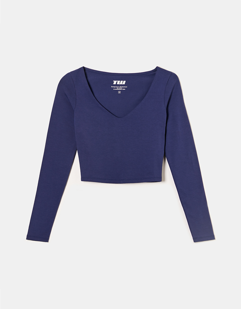 TALLY WEiJL, Blue Basic Long Sleeves T-Shirt for Women