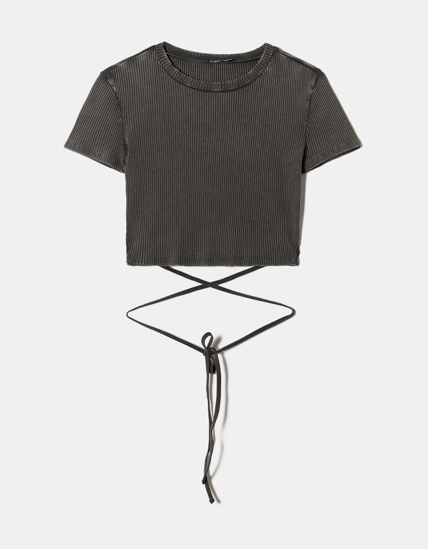 TALLY WEiJL, T-Shirt Gris à Lacer for Women