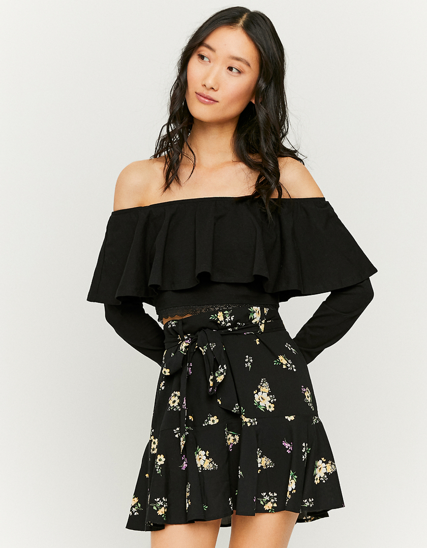 TALLY WEiJL, Black Off Shoulder Ruffle Top for Women