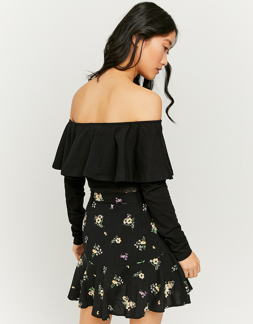 TALLY WEiJL, Black Off Shoulder Ruffle Top for Women