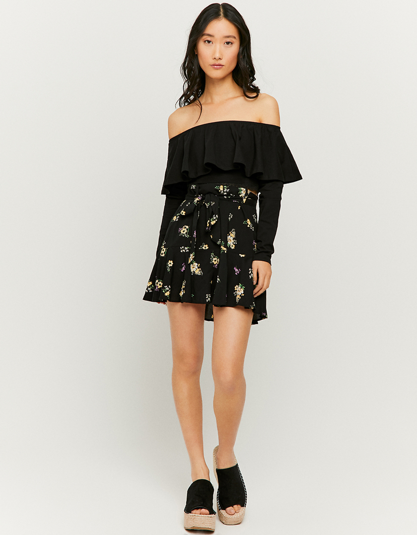 TALLY WEiJL, Black Off Shoulder Ruffle Top for Women