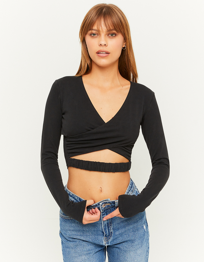 TALLY WEiJL, Black Cut Out Cropped Top for Women