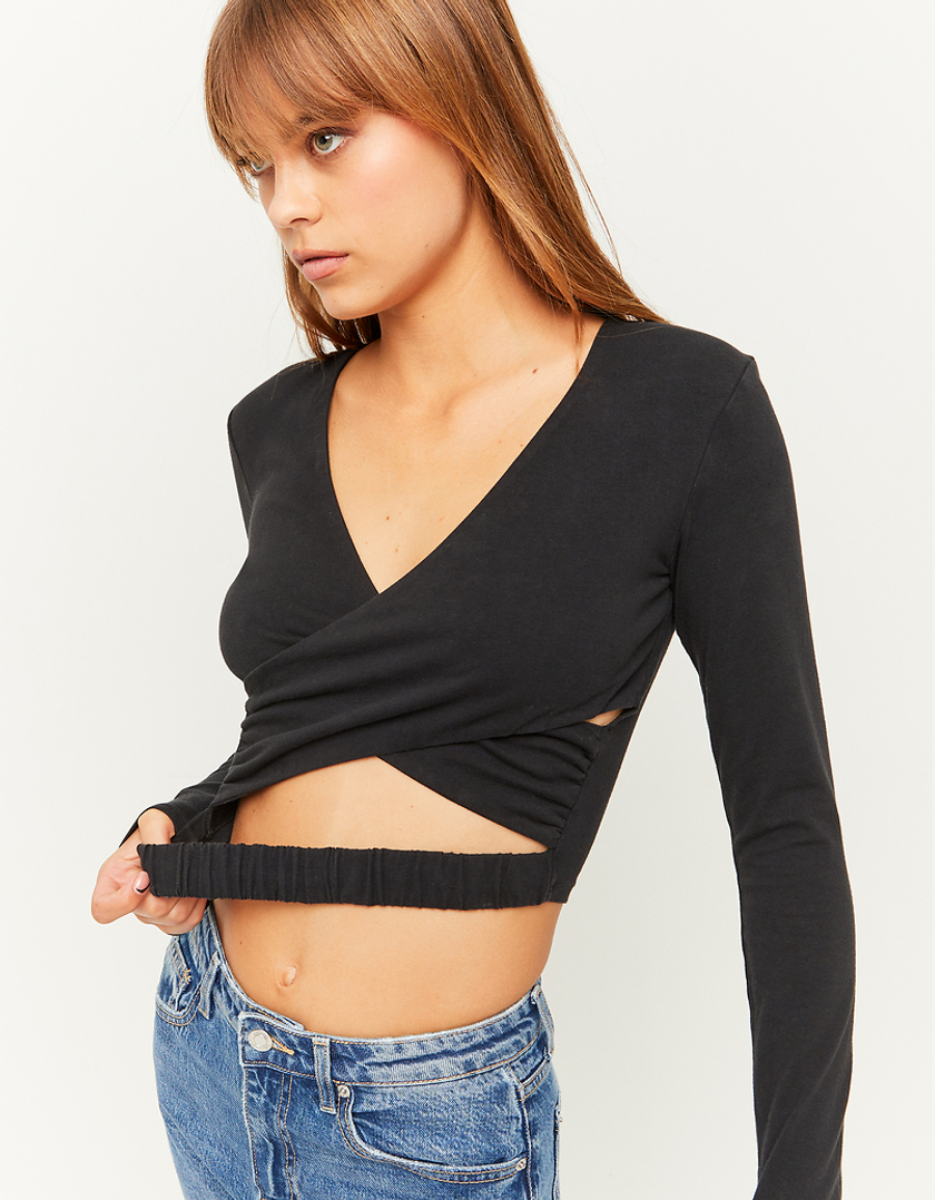 TALLY WEiJL, Black Cut Out Cropped Top for Women