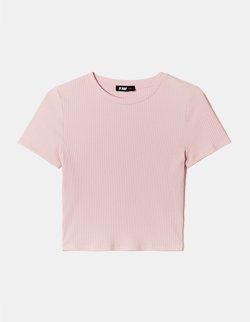 TALLY WEiJL, Pink Basic Cropped T-shirt for Women