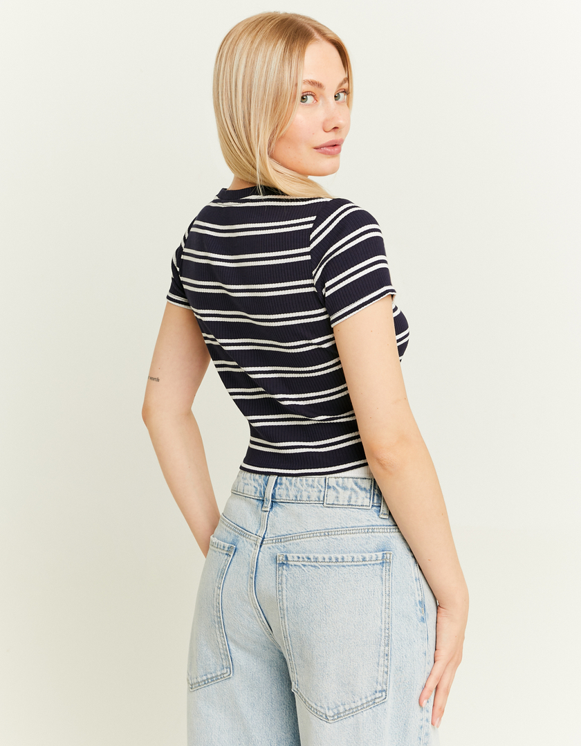 TALLY WEiJL, Blue Stripped Cropped T-Shirt for Women