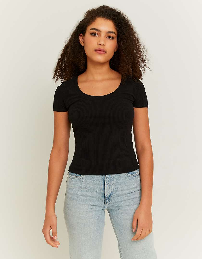 TALLY WEiJL, Black Basic Regular Fit T-shirt for Women