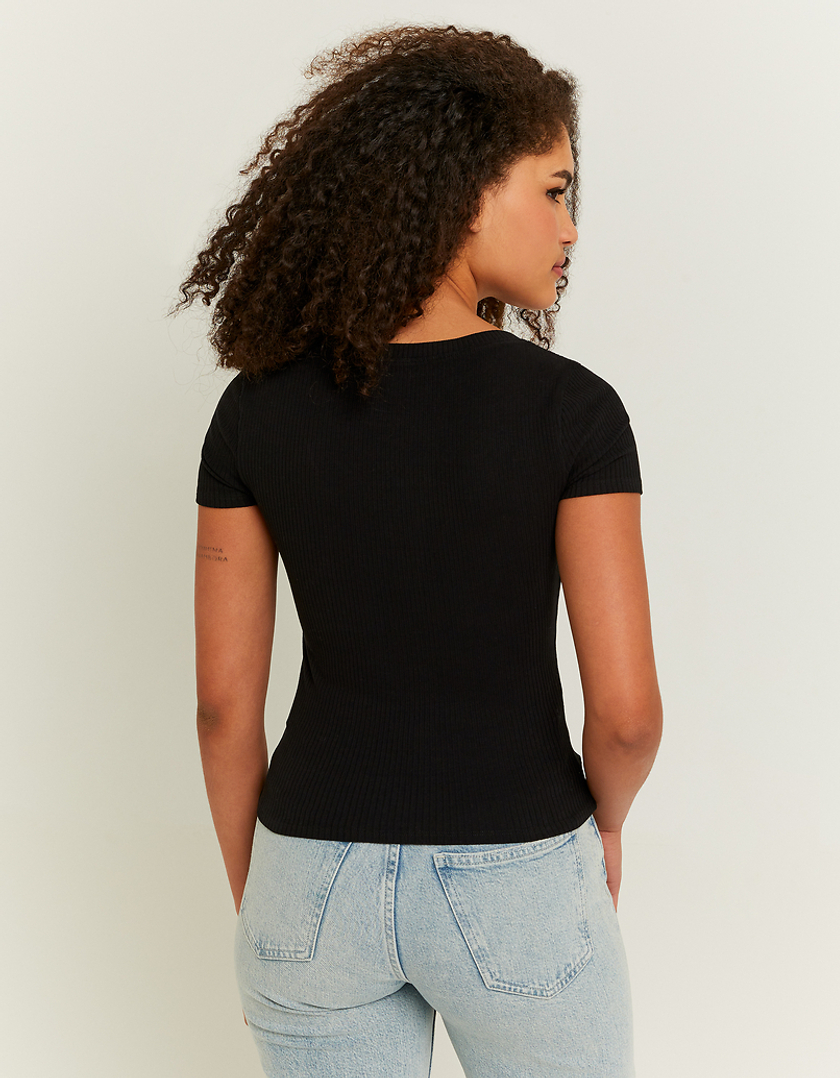 TALLY WEiJL, Black Basic Regular Fit T-shirt for Women