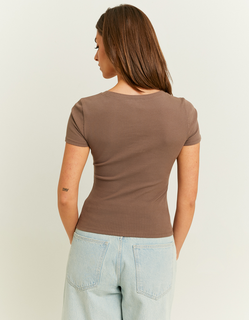 TALLY WEiJL, Brown Basic Regular Fit T-shirt for Women