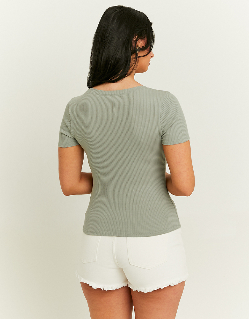 TALLY WEiJL, Khaki Basic Regular Fit T-Shirt for Women