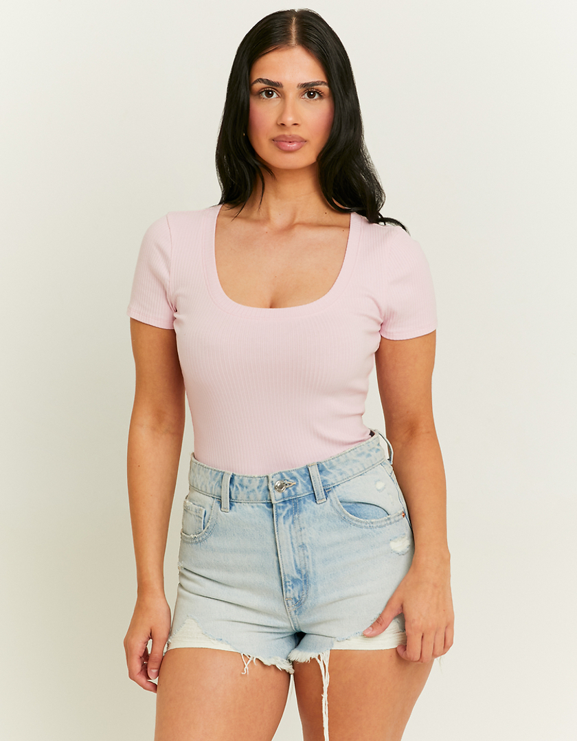 TALLY WEiJL, Pink Basic Regular Fit T-Shirt for Women