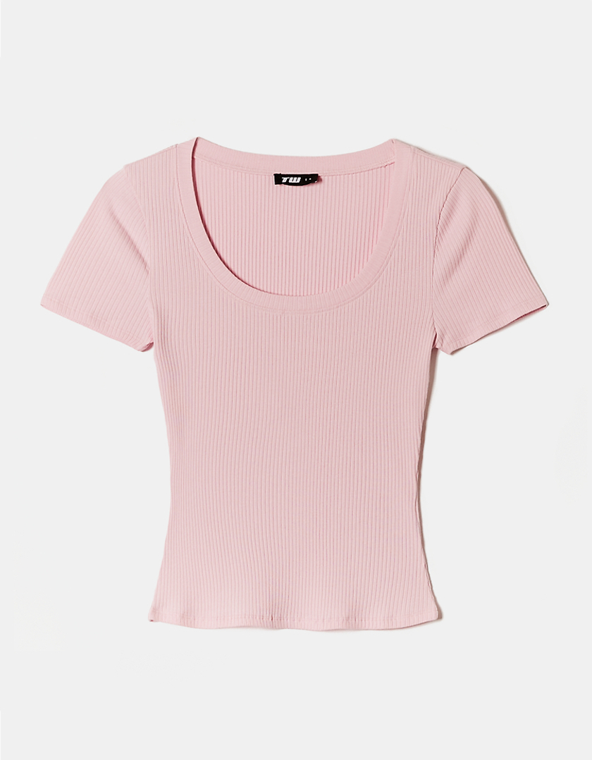 TALLY WEiJL, Pink Basic Regular Fit T-Shirt for Women