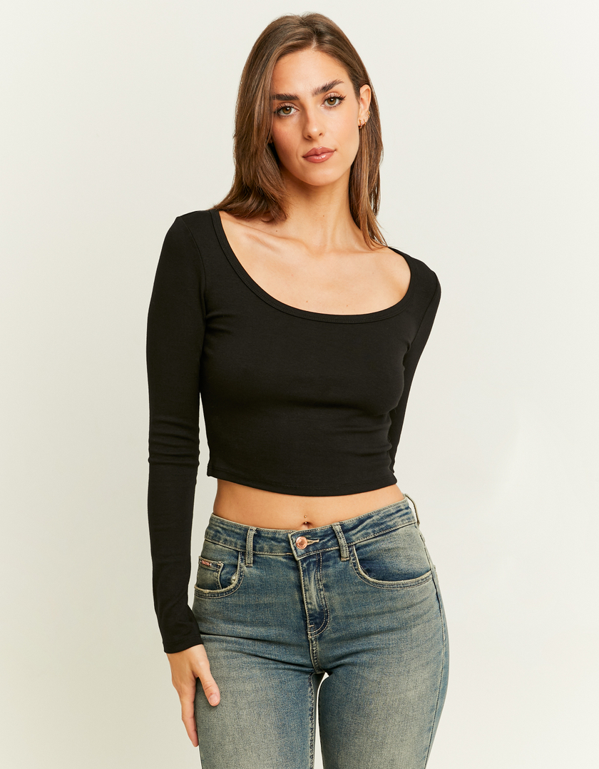 TALLY WEiJL, Basic Black Long Sleeve T-Shirt for Women