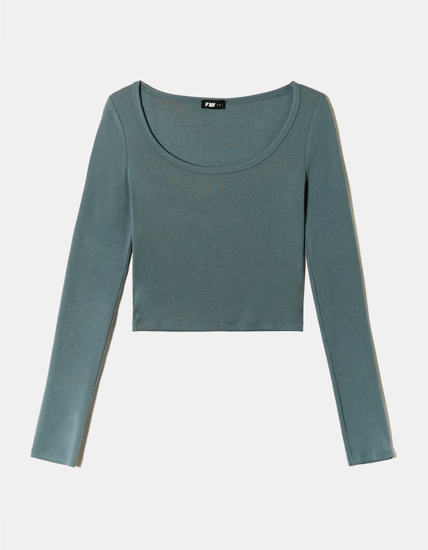 TALLY WEiJL, Basic Blue Long Sleeve T-Shirt for Women