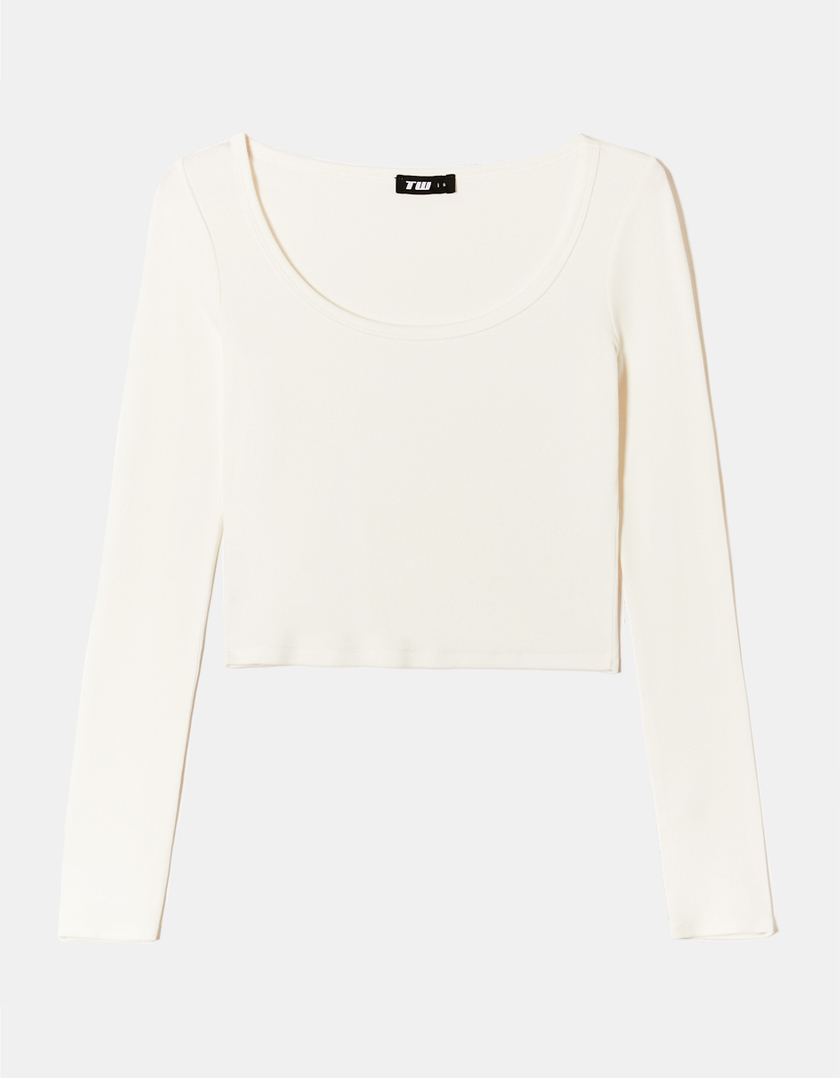 TALLY WEiJL, Basic White Long Sleeve T-Shirt for Women