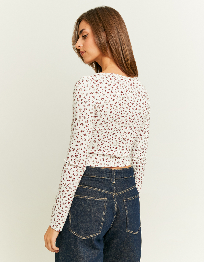 TALLY WEiJL, Basic Floral Long Sleeve T-Shirt for Women