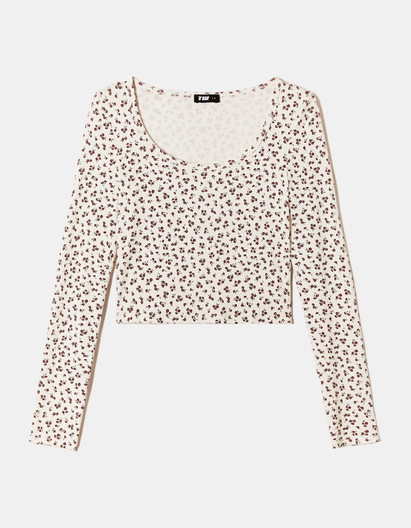 TALLY WEiJL, Basic Floral Long Sleeve T-Shirt for Women