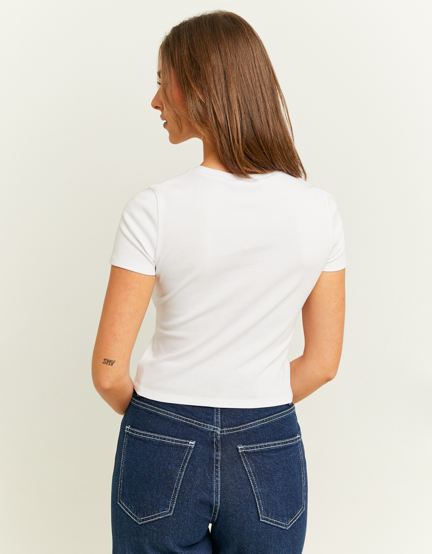 TALLY WEiJL, White Cropped Printed T-Shirt for Women