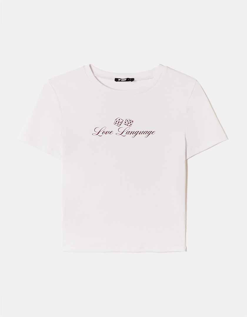 TALLY WEiJL, White Cropped Printed T-Shirt for Women