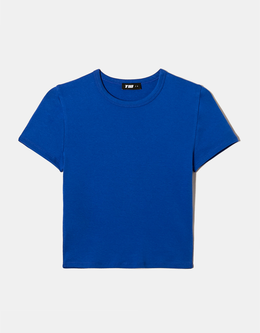 TALLY WEiJL, Bright Blue Cropped Basic T-Shirt for Women