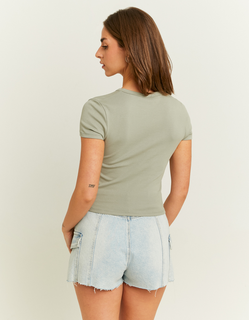 TALLY WEiJL, Green Regular Lenght Fitted T-Shirt for Women