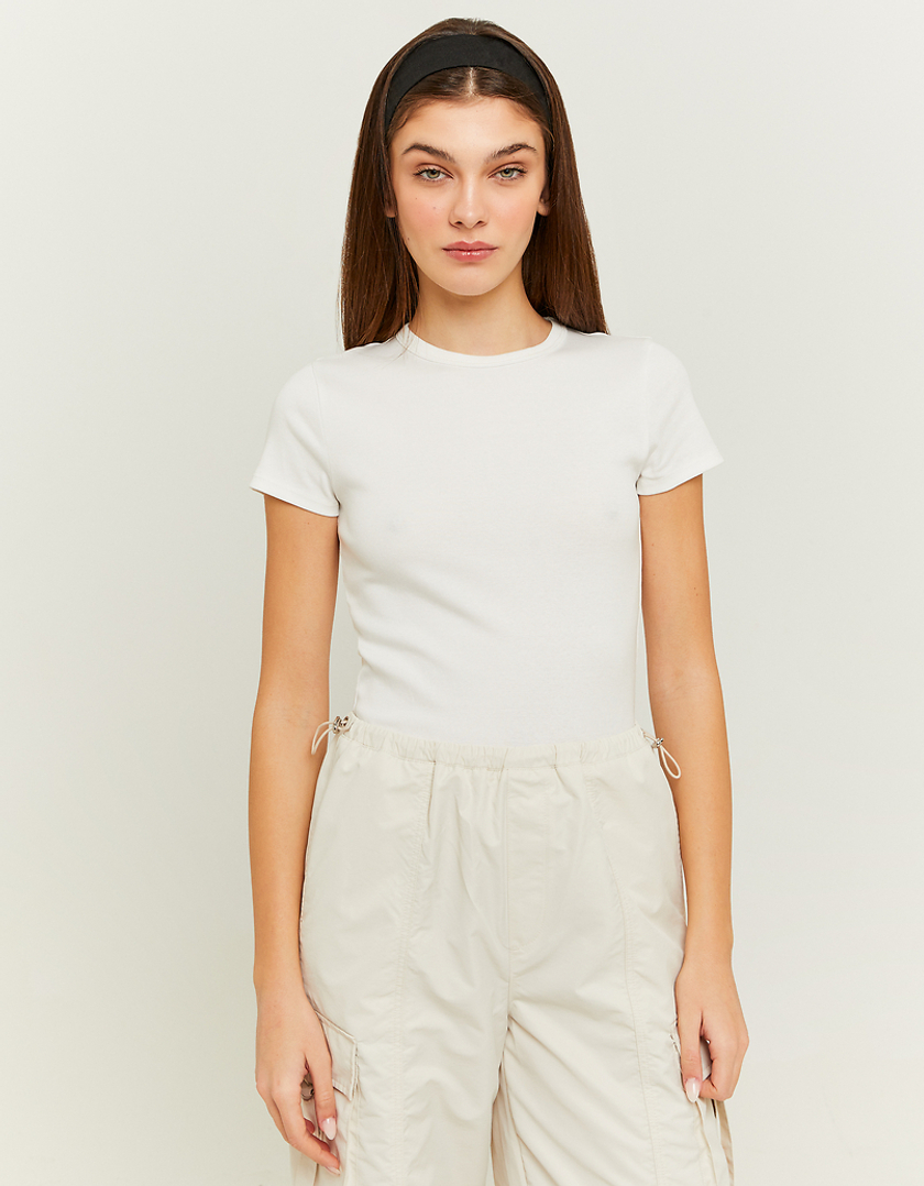 TALLY WEiJL, T-shirt basique côtelé blanc for Women