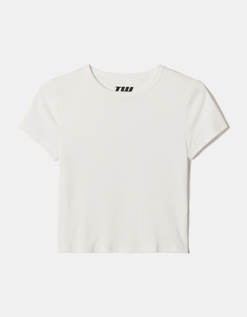 TALLY WEiJL, T-shirt basique côtelé blanc for Women