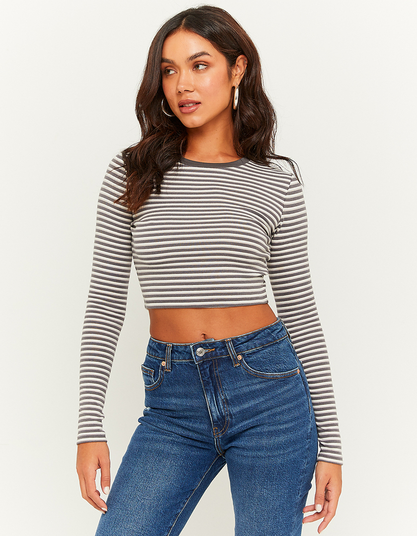 TALLY WEiJL, Striped Cropped Basic T-Shirt for Women