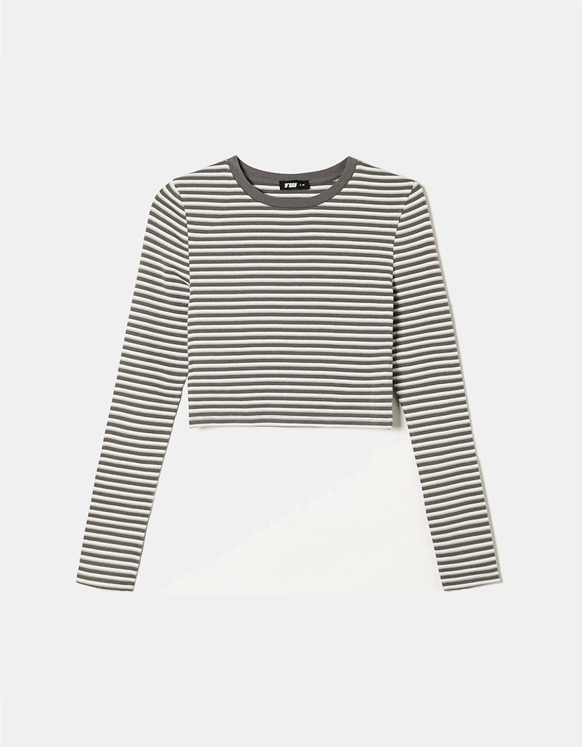 TALLY WEiJL, Striped Cropped Basic T-Shirt for Women